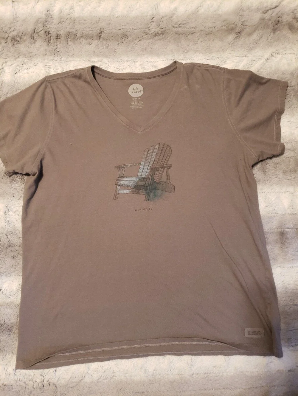 Life Is Good Vintage Grey Crew Beach Chair "Simplify" Graphic Tshirt - Picture 3 of 8